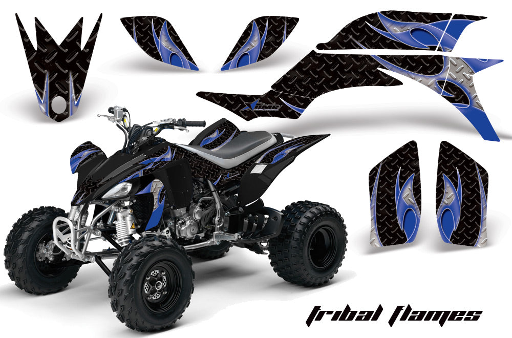 ATV Graphics Kit Quad Decal Sticker Wrap For Yamaha YFZ450 2004-2013 TRIBAL BLUE BLACK-atv motorcycle utv parts accessories gear helmets jackets gloves pantsAll Terrain Depot