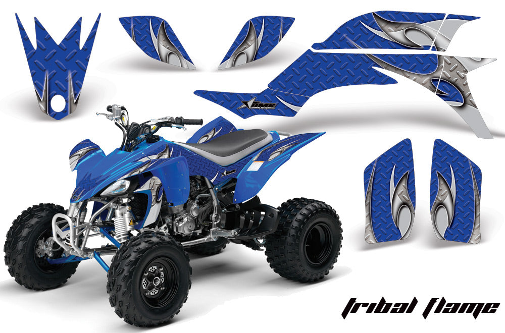 ATV Graphics Kit Quad Decal Sticker Wrap For Yamaha YFZ450 2004-2013 TRIBAL SILVER BLUE-atv motorcycle utv parts accessories gear helmets jackets gloves pantsAll Terrain Depot