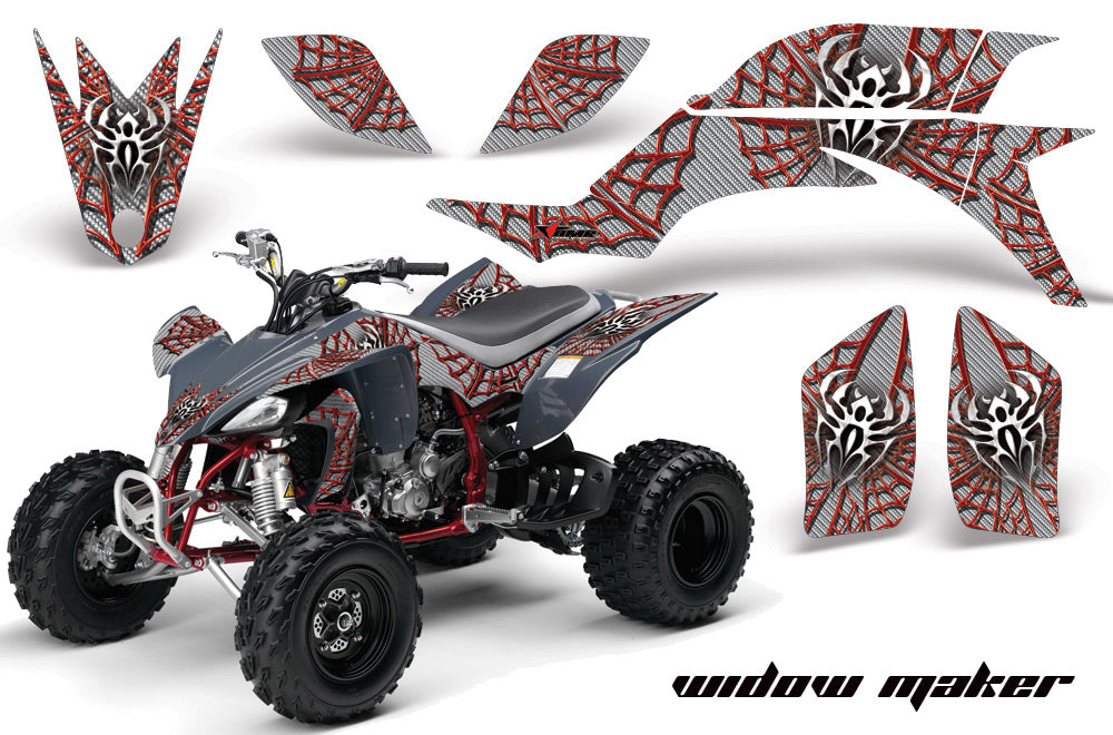 ATV Graphics Kit Quad Decal Sticker Wrap For Yamaha YFZ450 2004-2013 WIDOW RED SILVER-atv motorcycle utv parts accessories gear helmets jackets gloves pantsAll Terrain Depot