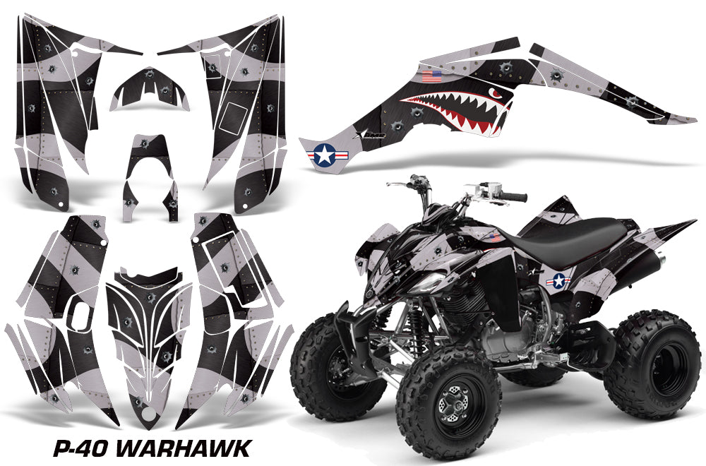 ATV Decal Graphic Kit Quad Sticker Wrap For Yamaha Raptor 350 2004-2014 WARHAWK WHITE-atv motorcycle utv parts accessories gear helmets jackets gloves pantsAll Terrain Depot