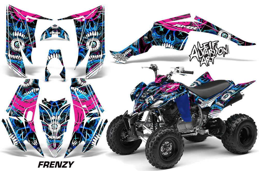 ATV Decal Graphic Kit Quad Sticker Wrap For Yamaha Raptor 350 2004-2014 FRENZY BLUE-atv motorcycle utv parts accessories gear helmets jackets gloves pantsAll Terrain Depot