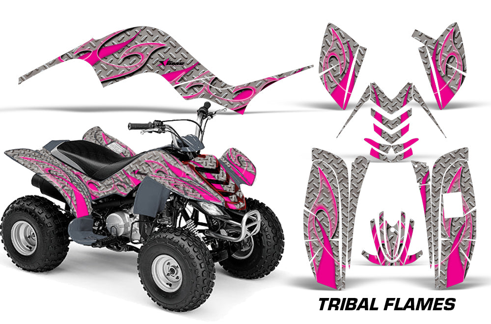 ATV Graphics Kit Quad Decal Sticker Wrap For Yamaha Raptor 80 2002-2008 TRIBAL PINK SILVER-atv motorcycle utv parts accessories gear helmets jackets gloves pantsAll Terrain Depot