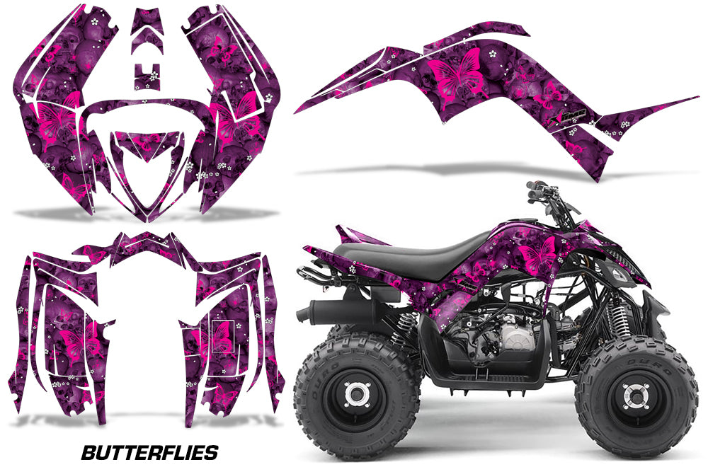ATV Graphics Kit Decal Sticker Wrap For Yamaha Raptor 90 YFM90 2016-2018 BUTTERFLIES PINK PURPLE-atv motorcycle utv parts accessories gear helmets jackets gloves pantsAll Terrain Depot