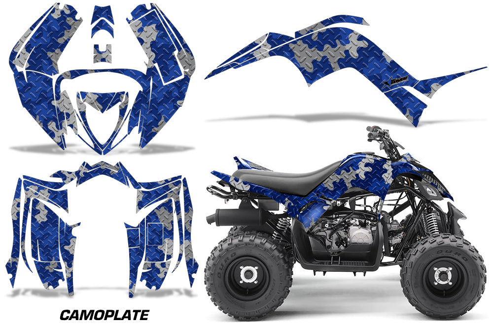 ATV Graphics Kit Decal Sticker Wrap For Yamaha Raptor 90 YFM90 2016-2018 CAMOPLATE BLUE-atv motorcycle utv parts accessories gear helmets jackets gloves pantsAll Terrain Depot