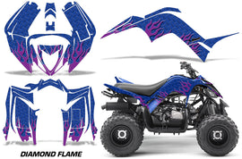 ATV Graphics Kit Decal Sticker Wrap For Yamaha Raptor 90 YFM90 2016-2018 DIAMOND FLAME PURPLE BLUE-atv motorcycle utv parts accessories gear helmets jackets gloves pantsAll Terrain Depot