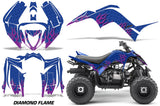 ATV Graphics Kit Decal Sticker Wrap For Yamaha Raptor 90 YFM90 2016-2018 DIAMOND FLAME PURPLE BLUE