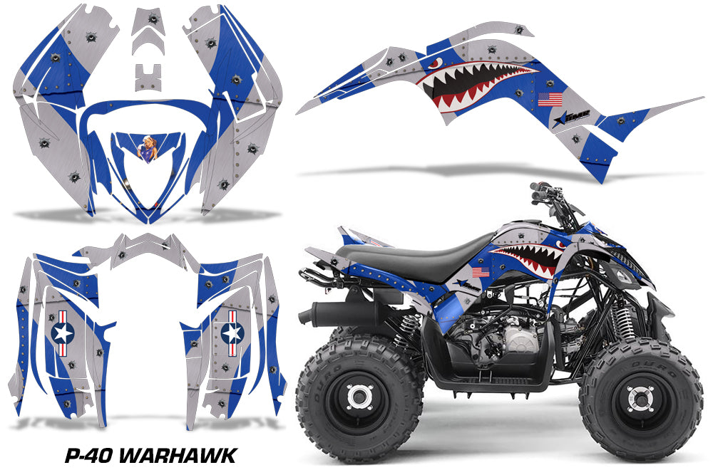 ATV Graphics Kit Decal Sticker Wrap For Yamaha Raptor 90 YFM90 2016-2018 WARHAWK BLUE-atv motorcycle utv parts accessories gear helmets jackets gloves pantsAll Terrain Depot