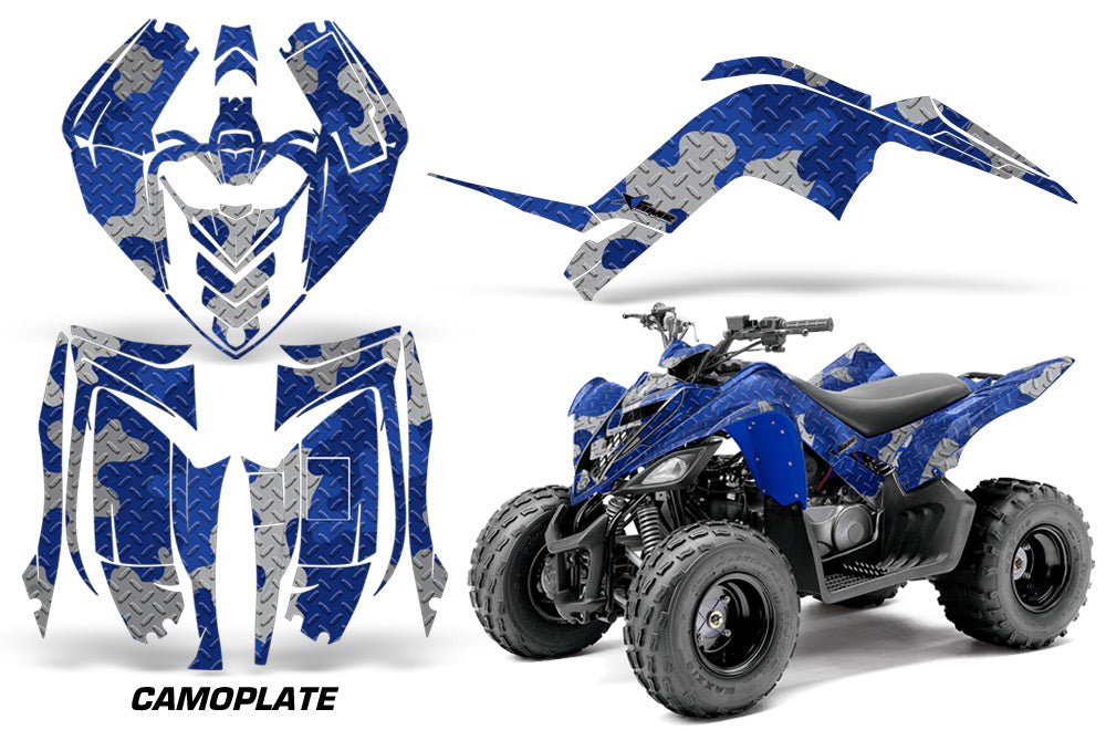ATV Graphics Kit Decal Sticker Wrap For Yamaha Raptor 90 YFM90 2009-2015 CAMOPLATE BLUE-atv motorcycle utv parts accessories gear helmets jackets gloves pantsAll Terrain Depot