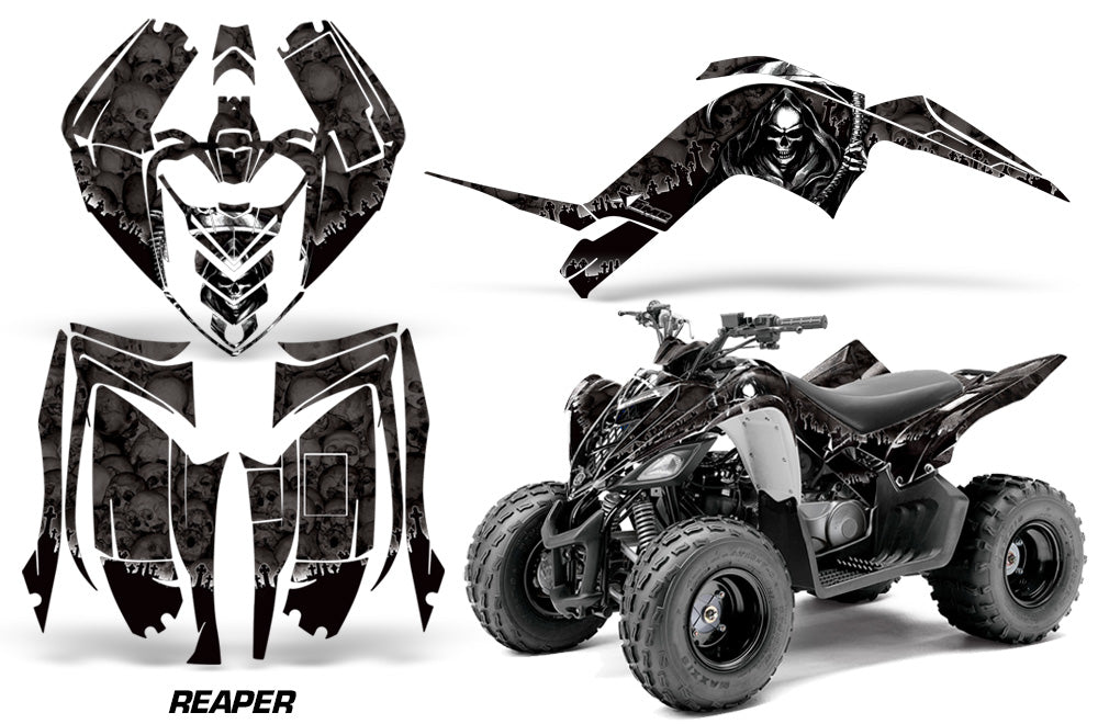 ATV Graphics Kit Decal Sticker Wrap For Yamaha Raptor 90 YFM90 2009-2015 REAPER BLACK-atv motorcycle utv parts accessories gear helmets jackets gloves pantsAll Terrain Depot