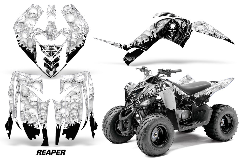 ATV Graphics Kit Decal Sticker Wrap For Yamaha Raptor 90 YFM90 2009-2015 REAPER WHITE-atv motorcycle utv parts accessories gear helmets jackets gloves pantsAll Terrain Depot