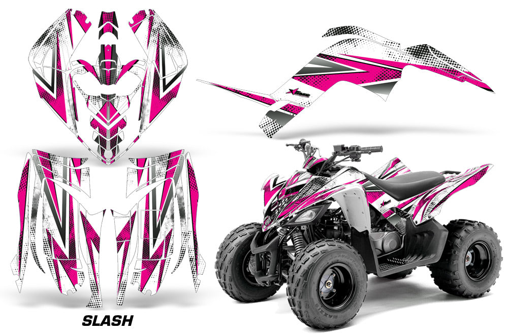 ATV Graphics Kit Decal Sticker Wrap For Yamaha Raptor 90 YFM90 2009-2015 SLASH PINK-atv motorcycle utv parts accessories gear helmets jackets gloves pantsAll Terrain Depot