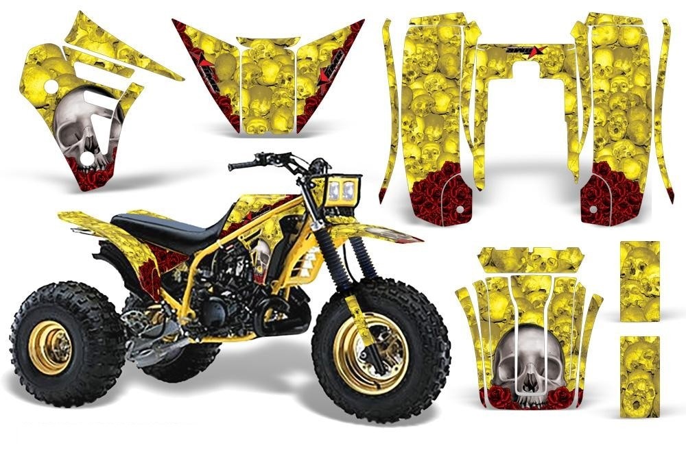 3 Wheeler Graphics Kit Decal Sticker Wrap For Yamaha Tri Z 250 1985-1986 BONES YELLOW-atv motorcycle utv parts accessories gear helmets jackets gloves pantsAll Terrain Depot