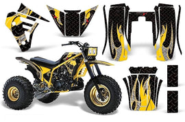 3 Wheeler Graphics Kit Decal Sticker Wrap For Yamaha Tri Z 250 1985-1986 TRIBAL YELLOW BLACK-atv motorcycle utv parts accessories gear helmets jackets gloves pantsAll Terrain Depot