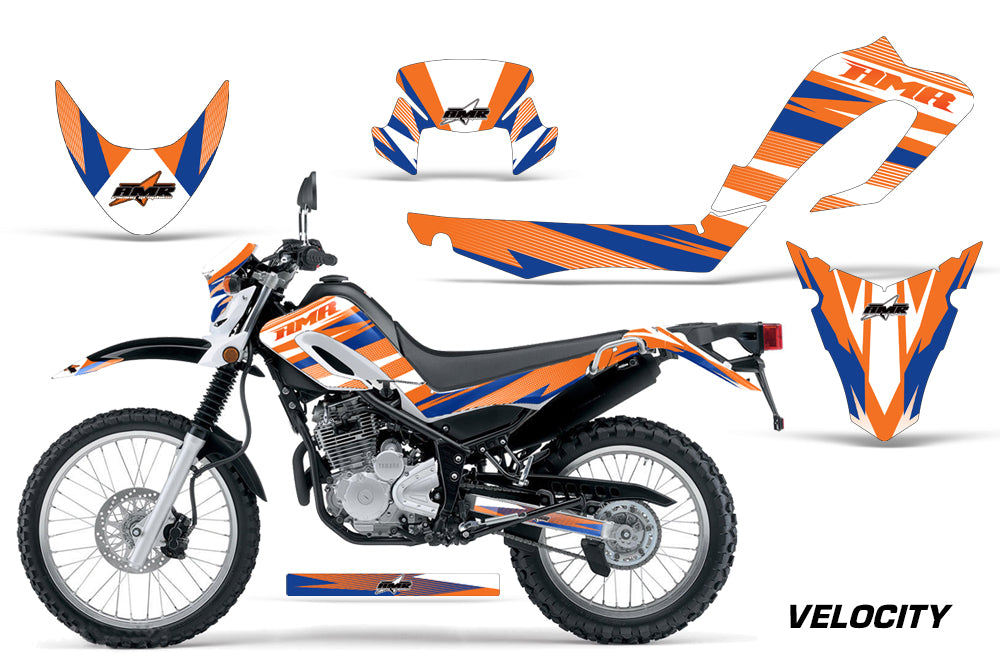 Dirt Bike Decal Graphic Kit MX Sticker Wrap For Yamaha XT250X 2006-2018 VELOCITY ORANGE BLUE-atv motorcycle utv parts accessories gear helmets jackets gloves pantsAll Terrain Depot