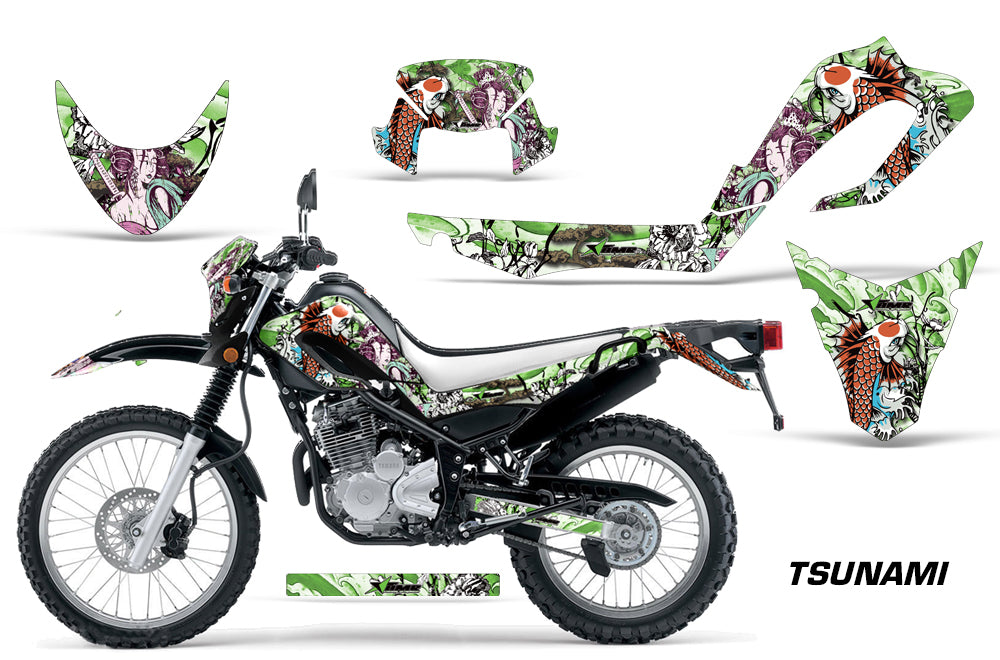 Dirt Bike Decal Graphic Kit MX Sticker Wrap For Yamaha XT250X 2006-2018 TSUNAMI GREEN-atv motorcycle utv parts accessories gear helmets jackets gloves pantsAll Terrain Depot