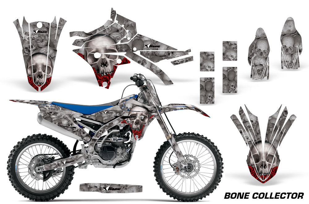 Graphics Kit Decal Sticker Wrap + # Plates For Yamaha YZ250F YZ450F 2014-2017 BONES SILVER-atv motorcycle utv parts accessories gear helmets jackets gloves pantsAll Terrain Depot
