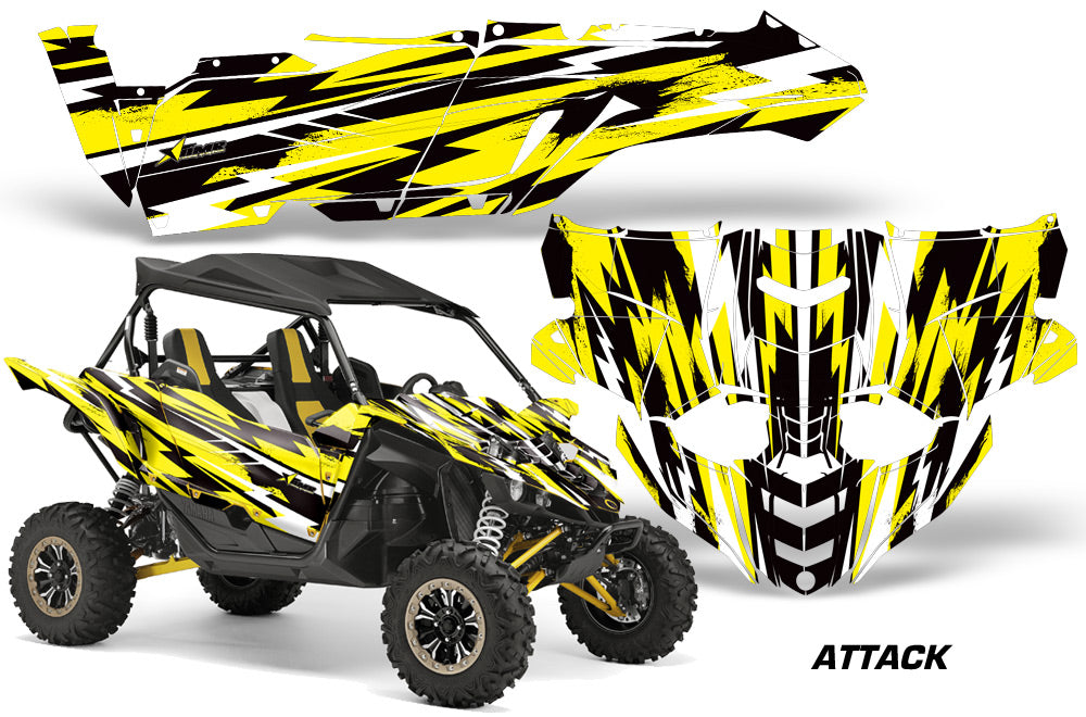 UTV Decal Graphic Kit Side By Side Wrap For Yamaha YXZ 1000R 2015-2018 ATTACK YELLOW-atv motorcycle utv parts accessories gear helmets jackets gloves pantsAll Terrain Depot