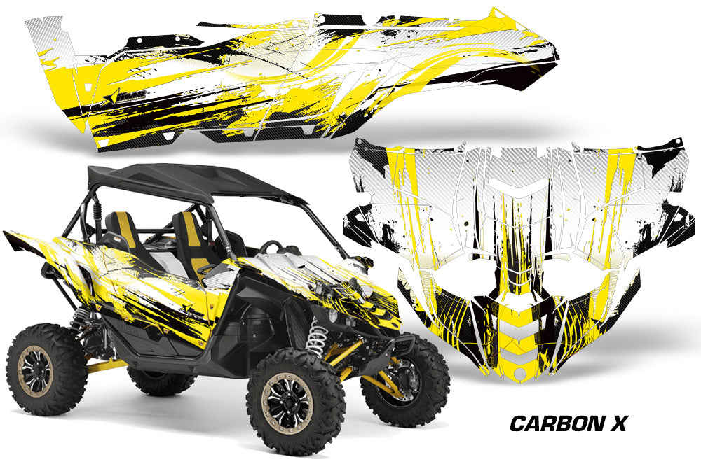 UTV Decal Graphic Kit Side By Side Wrap For Yamaha YXZ 1000R 2015-2018 CARBONX YELLOW-atv motorcycle utv parts accessories gear helmets jackets gloves pantsAll Terrain Depot