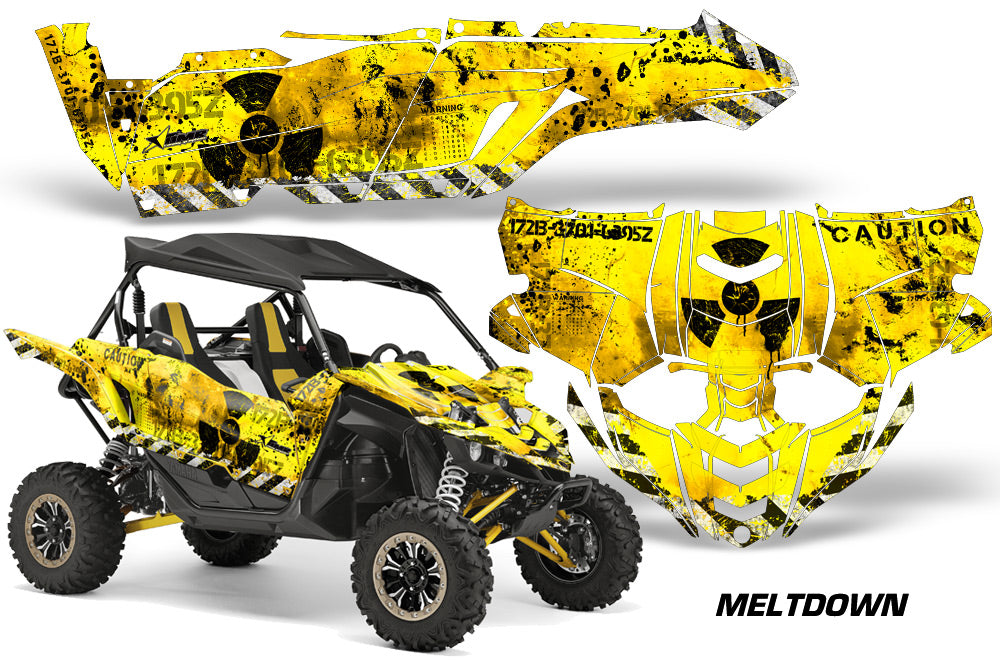 UTV Decal Graphic Kit Side By Side Wrap For Yamaha YXZ 1000R 2015-2018 MELTDOWN BLACK YELLOW-atv motorcycle utv parts accessories gear helmets jackets gloves pantsAll Terrain Depot