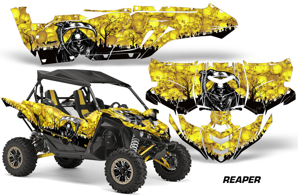 UTV Decal Graphic Kit Side By Side Wrap For Yamaha YXZ 1000R 2015-2018 REAPER YELLOW-atv motorcycle utv parts accessories gear helmets jackets gloves pantsAll Terrain Depot