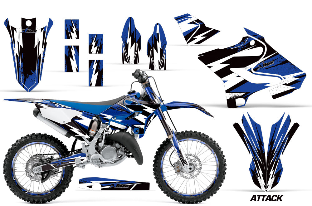 Graphics Kit Decal Sticker Wrap + # Plates For Yamaha YZ125 YZ250 2015-2018 ATTACK BLUE-atv motorcycle utv parts accessories gear helmets jackets gloves pantsAll Terrain Depot
