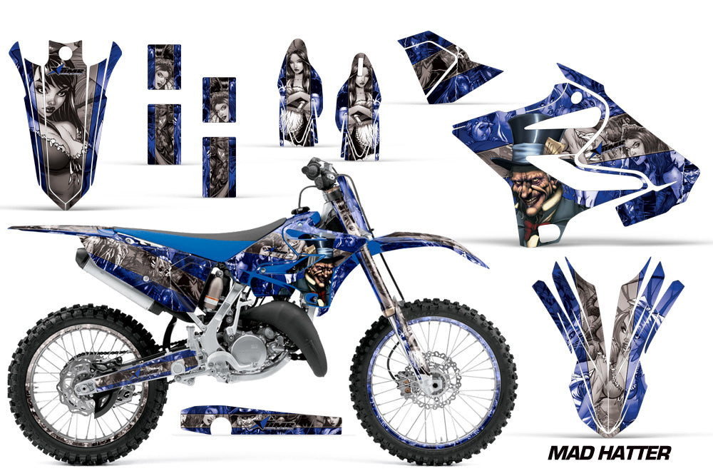 Graphics Kit Decal Sticker Wrap + # Plates For Yamaha YZ125 YZ250 2015-2018 HATTER SILVER BLUE-atv motorcycle utv parts accessories gear helmets jackets gloves pantsAll Terrain Depot