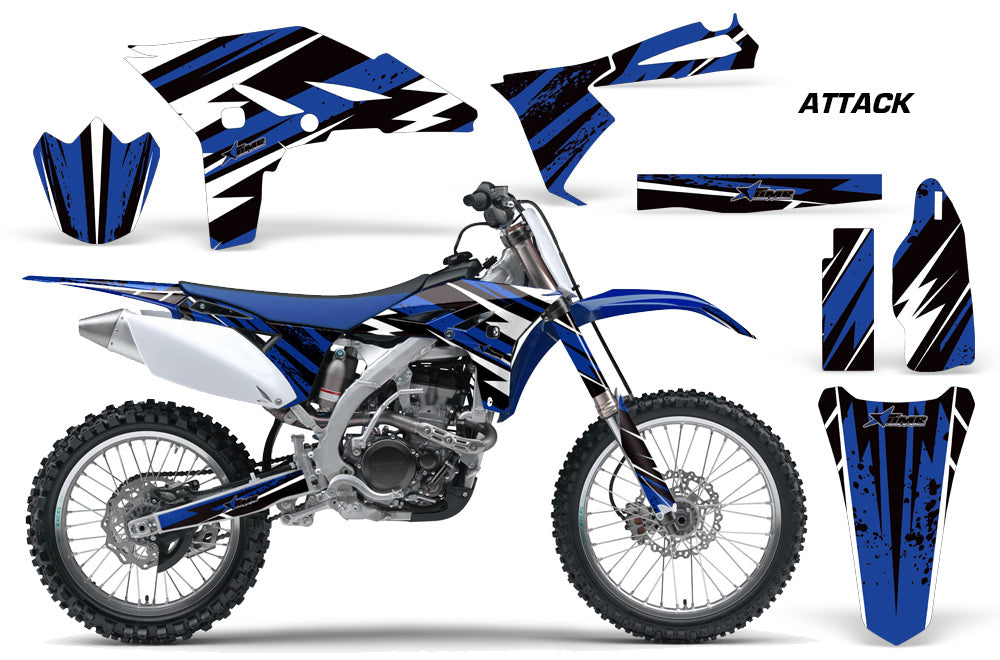 Dirt Bike Graphics Kit Decal Sticker Wrap For Yamaha YZ250F 2010-2013 ATTACK BLUE-atv motorcycle utv parts accessories gear helmets jackets gloves pantsAll Terrain Depot