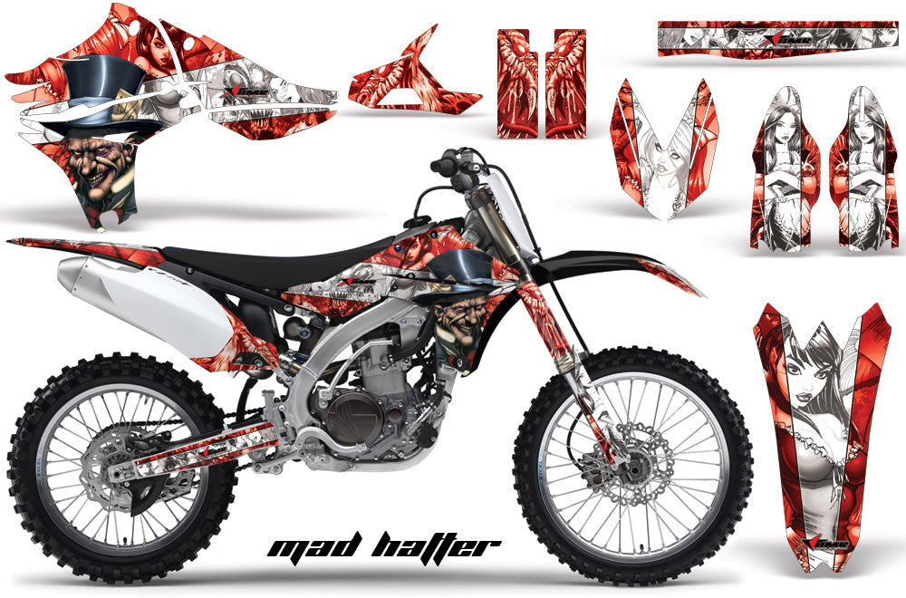 Dirt Bike Graphics Kit Decal Sticker Wrap For Yamaha YZ450F 2010-2013 HATTER WHITE RED-atv motorcycle utv parts accessories gear helmets jackets gloves pantsAll Terrain Depot