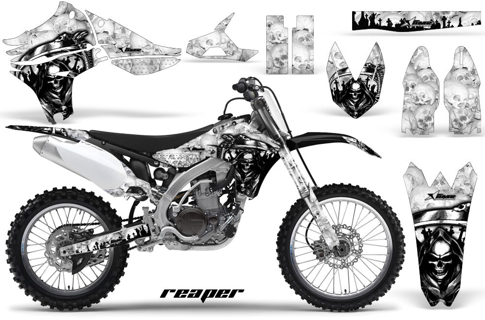 Dirt Bike Graphics Kit Decal Sticker Wrap For Yamaha YZ450F 2010-2013 REAPER WHITE-atv motorcycle utv parts accessories gear helmets jackets gloves pantsAll Terrain Depot