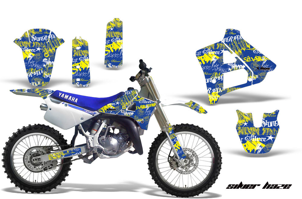 Dirt Bike Graphics Kit Decal Sticker Wrap For Yamaha YZ125 YZ250 1991-1992 SSSH YELLOW BLUE-atv motorcycle utv parts accessories gear helmets jackets gloves pantsAll Terrain Depot