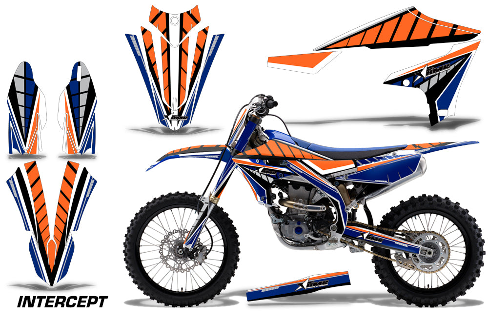 Graphics Kit Decal Sticker Wrap + # Plates For Yamaha YZ450F 2018+ INTERCEPT ORANGE BLUE-atv motorcycle utv parts accessories gear helmets jackets gloves pantsAll Terrain Depot