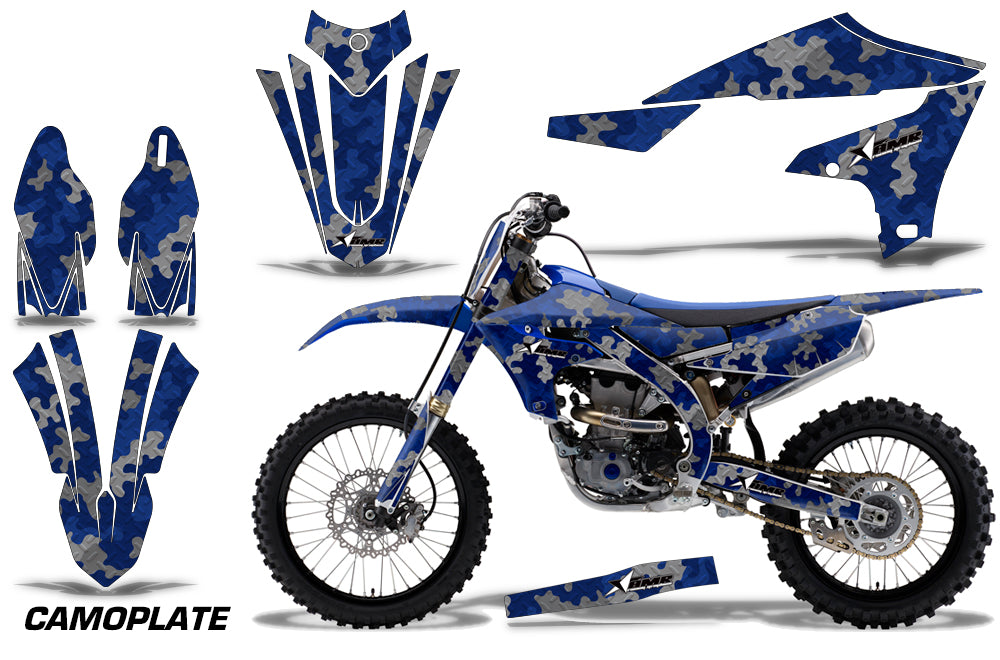 Graphics Kit Decal Sticker Wrap + # Plates For Yamaha YZ450F 2018+ CAMOPLATE BLUE-atv motorcycle utv parts accessories gear helmets jackets gloves pantsAll Terrain Depot