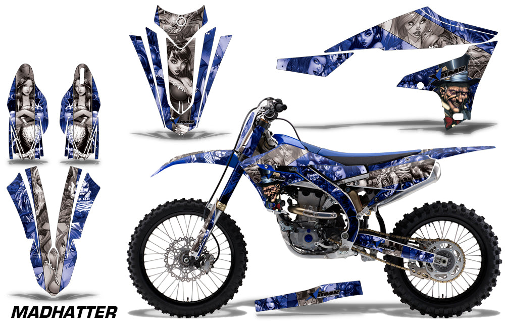 Graphics Kit Decal Sticker Wrap + # Plates For Yamaha YZ450F 2018+ HATTER SILVER BLUE-atv motorcycle utv parts accessories gear helmets jackets gloves pantsAll Terrain Depot