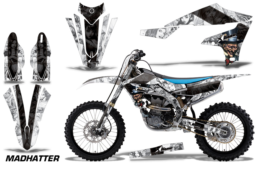 Graphics Kit Decal Sticker Wrap + # Plates For Yamaha YZ450F 2018+ HATTER BLACK WHITE-atv motorcycle utv parts accessories gear helmets jackets gloves pantsAll Terrain Depot