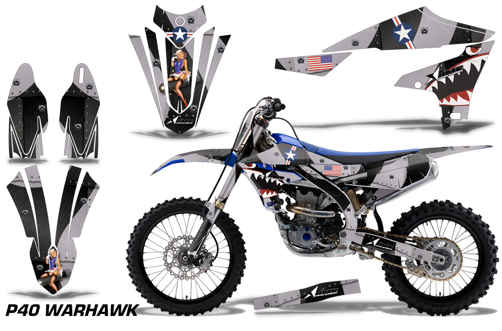 Graphics Kit Decal Sticker Wrap + # Plates For Yamaha YZ450F 2018+ WARHAWK BLACK-atv motorcycle utv parts accessories gear helmets jackets gloves pantsAll Terrain Depot