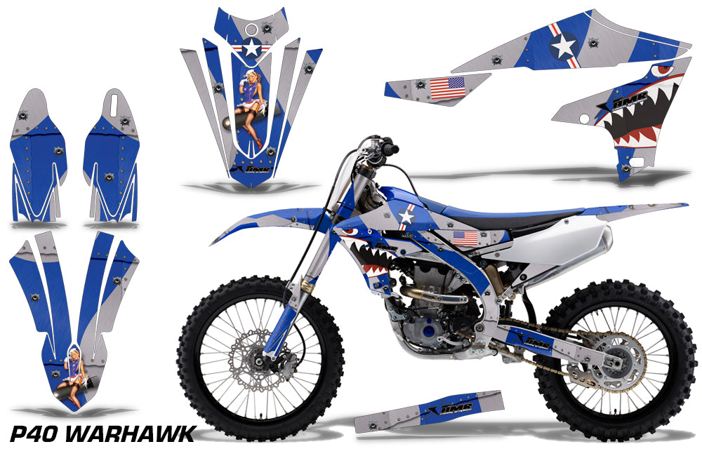 Dirt Bike Decal Graphics Kit MX Sticker Wrap For Yamaha YZ450F 2018+ WARHAWK BLUE-atv motorcycle utv parts accessories gear helmets jackets gloves pantsAll Terrain Depot