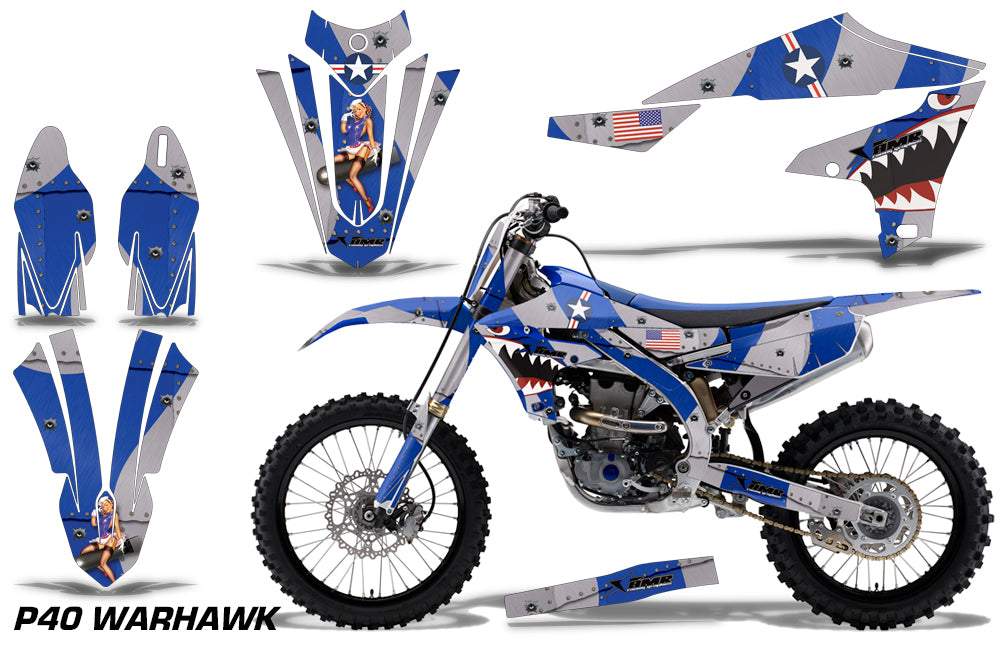 Graphics Kit Decal Sticker Wrap + # Plates For Yamaha YZ450F 2018+ WARHAWK BLUE-atv motorcycle utv parts accessories gear helmets jackets gloves pantsAll Terrain Depot