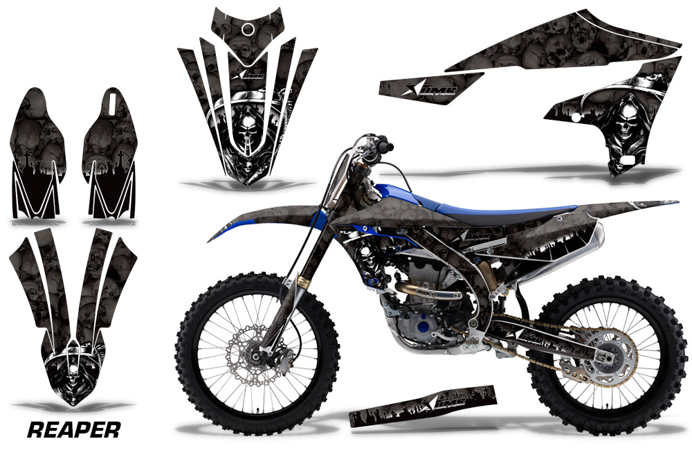 Graphics Kit Decal Sticker Wrap + # Plates For Yamaha YZ450F 2018+ REAPER BLACK-atv motorcycle utv parts accessories gear helmets jackets gloves pantsAll Terrain Depot