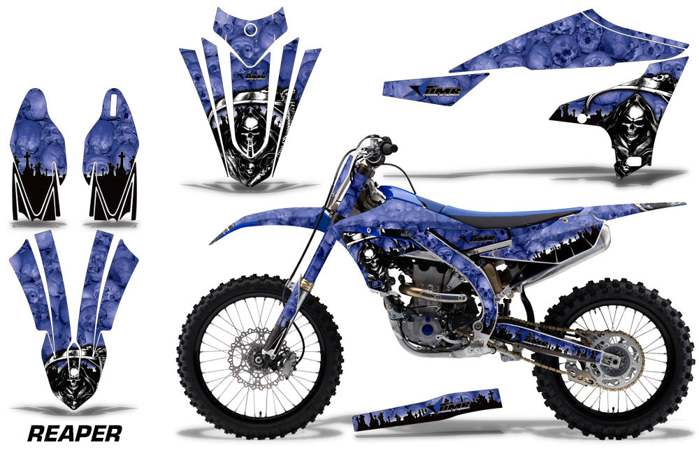 Graphics Kit Decal Sticker Wrap + # Plates For Yamaha YZ450F 2018+ REAPER BLUE-atv motorcycle utv parts accessories gear helmets jackets gloves pantsAll Terrain Depot