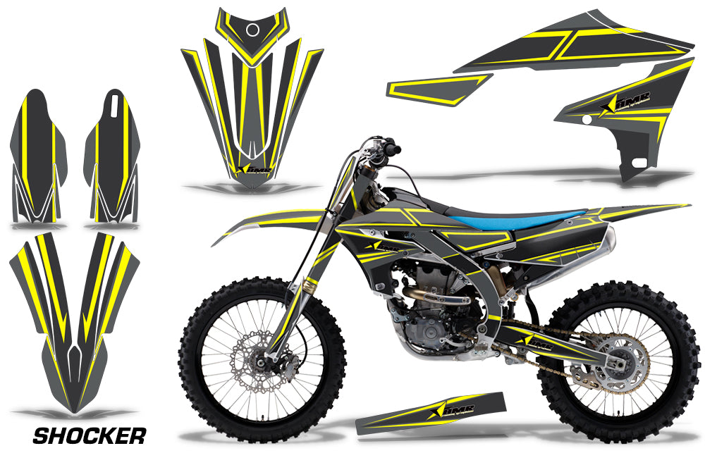 Graphics Kit Decal Sticker Wrap + # Plates For Yamaha YZ450F 2018+ SHOCKER YELLOW-atv motorcycle utv parts accessories gear helmets jackets gloves pantsAll Terrain Depot
