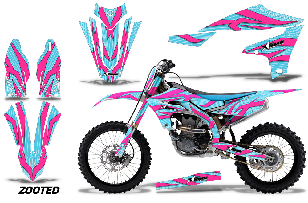 Graphics Kit Decal Sticker Wrap + # Plates For Yamaha YZ450F 2018+ ZOOTED PINK MINT-atv motorcycle utv parts accessories gear helmets jackets gloves pantsAll Terrain Depot