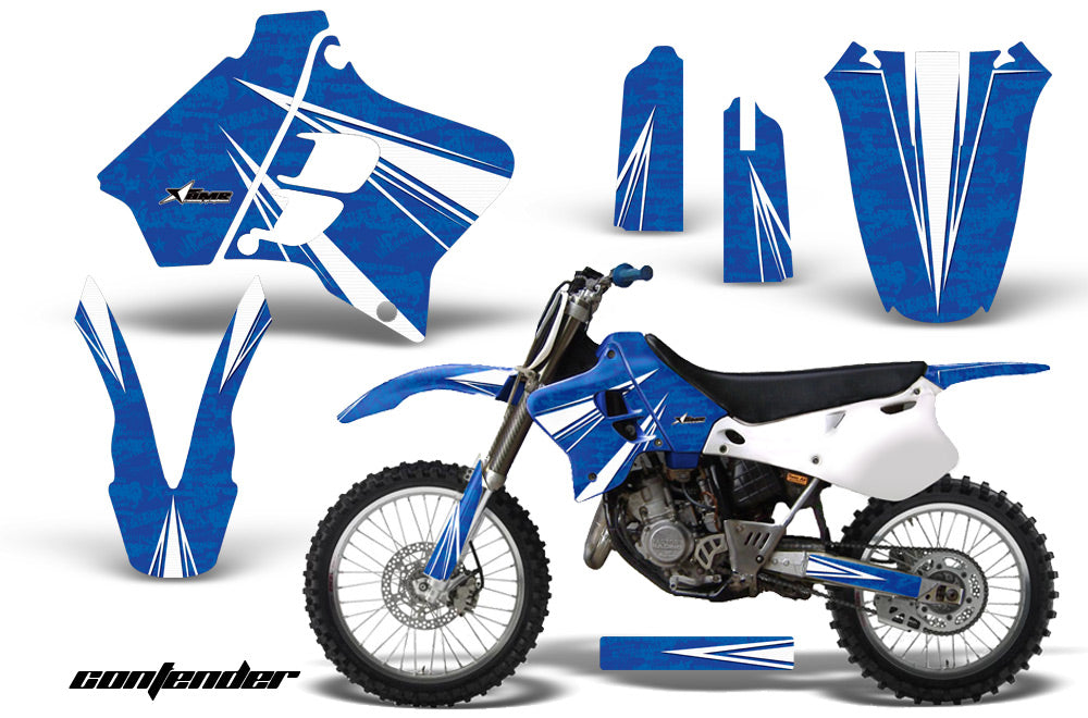 Dirt Bike Graphics Kit Decal Sticker Wrap For Yamaha YZ125 YZ250 1993-1995 CONTENDER WHITE BLUE-atv motorcycle utv parts accessories gear helmets jackets gloves pantsAll Terrain Depot