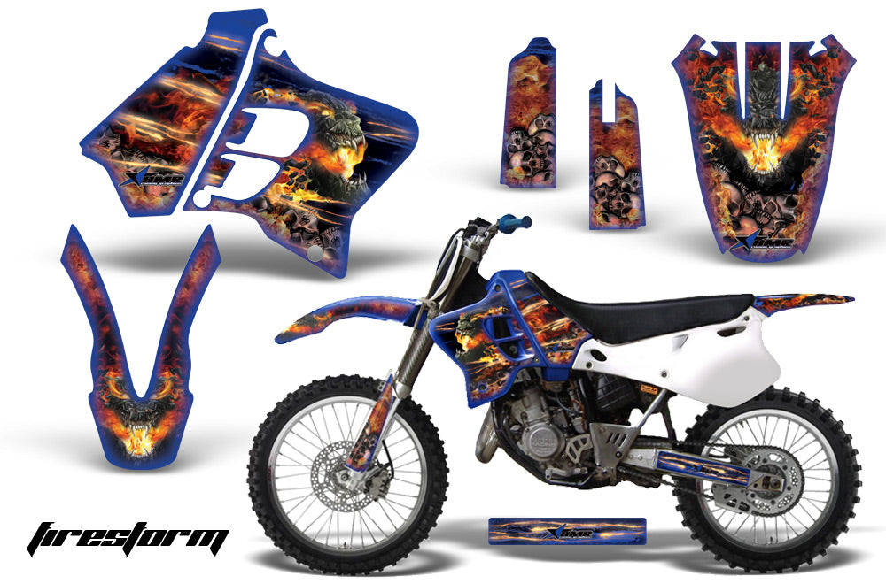 Dirt Bike Graphics Kit Decal Sticker Wrap For Yamaha YZ125 YZ250 1993-1995 FIRESTORM BLUE-atv motorcycle utv parts accessories gear helmets jackets gloves pantsAll Terrain Depot
