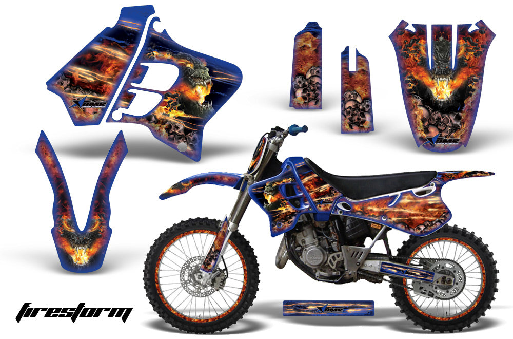 Graphics Kit Decal Sticker Wrap + # Plates For Yamaha YZ125 YZ250 1993-1995 FIRESTORM BLUE-atv motorcycle utv parts accessories gear helmets jackets gloves pantsAll Terrain Depot