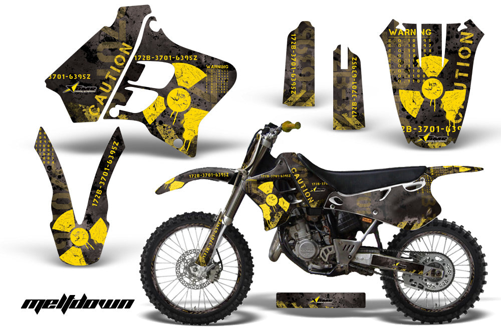 Graphics Kit Decal Sticker Wrap + # Plates For Yamaha YZ125 YZ250 1993-1995 MELTDOWN YELLOW BLACK-atv motorcycle utv parts accessories gear helmets jackets gloves pantsAll Terrain Depot