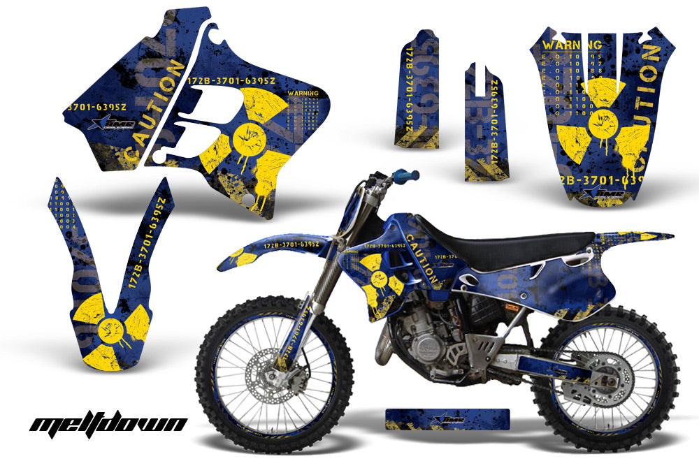 Graphics Kit Decal Sticker Wrap + # Plates For Yamaha YZ125 YZ250 1993-1995 MELTDOWN YELLOW BLUE-atv motorcycle utv parts accessories gear helmets jackets gloves pantsAll Terrain Depot