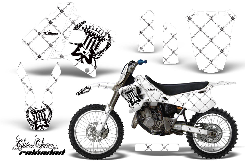 Graphics Kit Decal Sticker Wrap + # Plates For Yamaha YZ125 YZ250 1993-1995 RELOADED BLACK WHITE-atv motorcycle utv parts accessories gear helmets jackets gloves pantsAll Terrain Depot