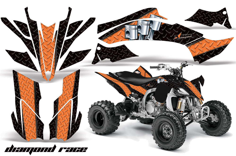 ATV Graphics Kit Decal Sticker Wrap For Yamaha YFZ450R/SE 2009-2013 DIAMOND RACE ORANGE BLACK-atv motorcycle utv parts accessories gear helmets jackets gloves pantsAll Terrain Depot