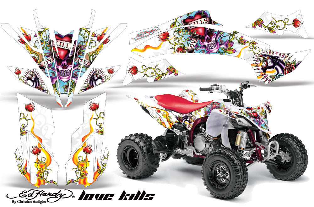 ATV Graphics Kit Decal Sticker Wrap For Yamaha YFZ450R/SE 2009-2013 EDHLK WHITE-atv motorcycle utv parts accessories gear helmets jackets gloves pantsAll Terrain Depot