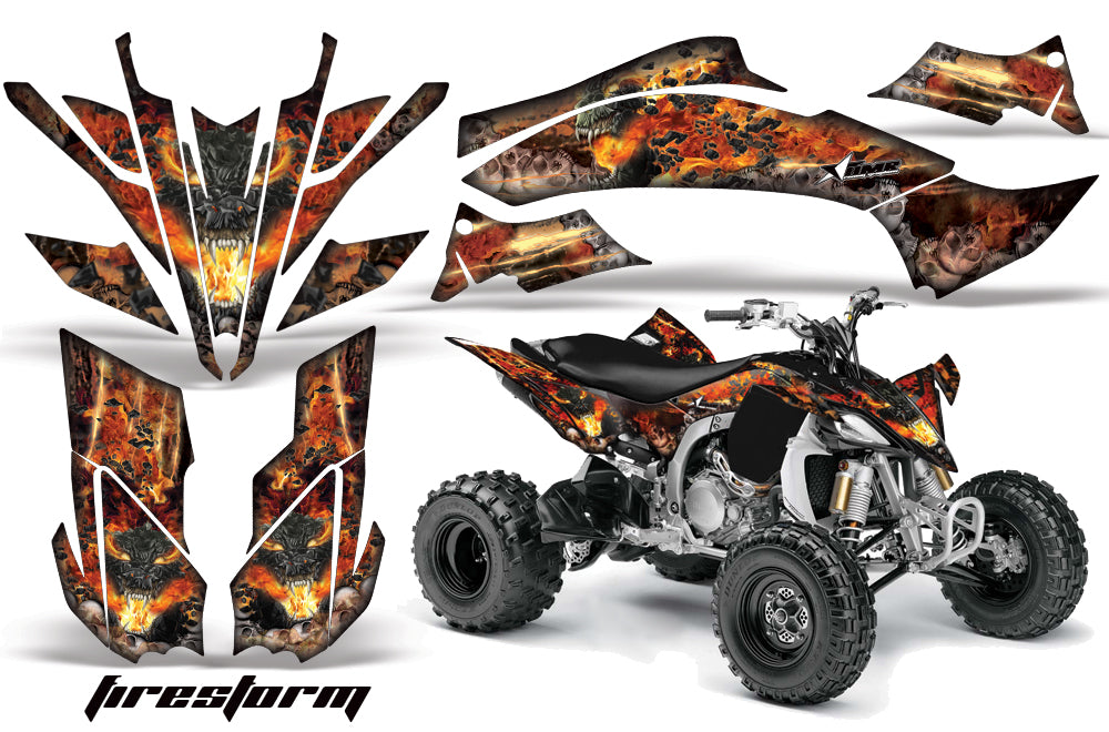 ATV Graphics Kit Decal Sticker Wrap For Yamaha YFZ450R/SE 2009-2013 FIRESTROM BLACK-atv motorcycle utv parts accessories gear helmets jackets gloves pantsAll Terrain Depot